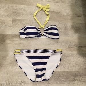 Old Navy Blue/Yellow Striped Bikini, Medium/Large